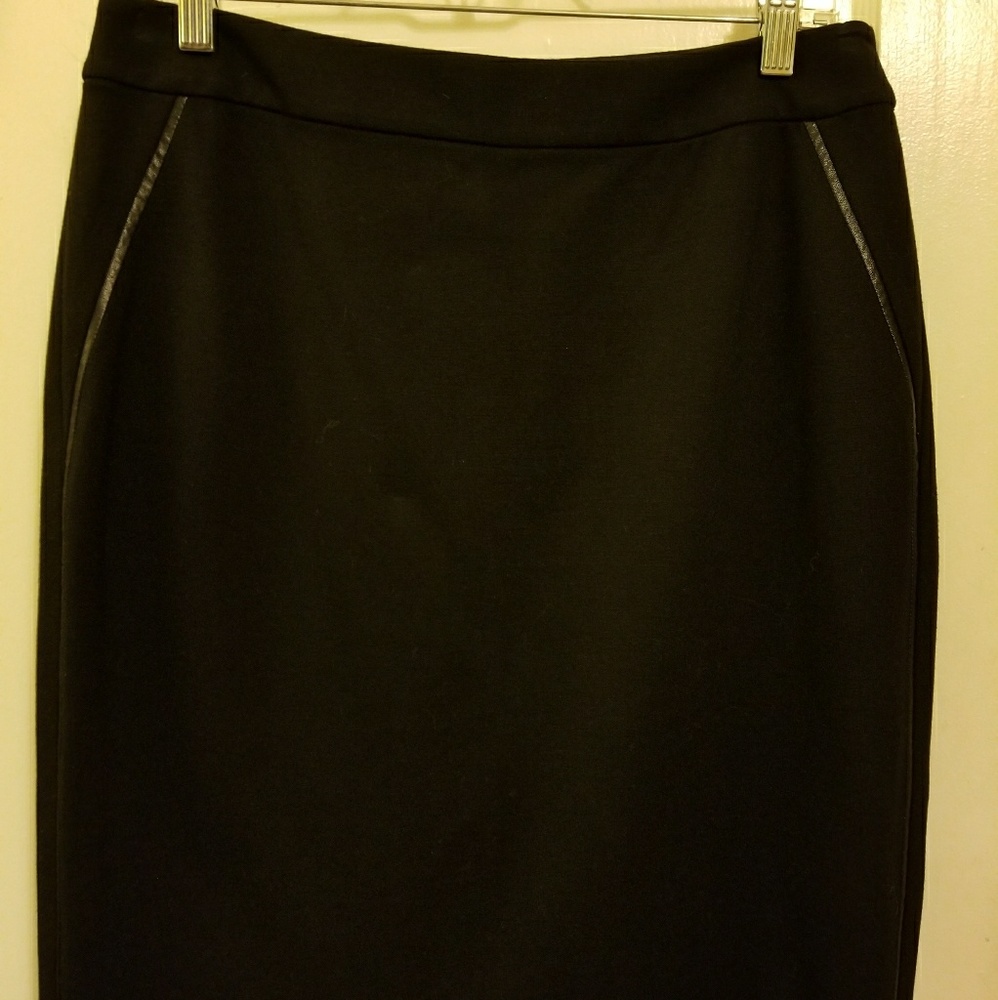 Talbots leather trimmed ponte knit skirt